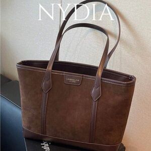 Brown Faux Leather Tote Bag Women Large Work Shoulder Purse Structured